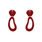 Tigris Drop Clip Earrings, Red, Palladium plated