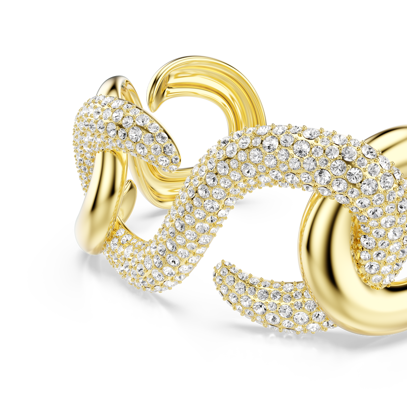 swarovski dextera cuff  round cut  white  gold tone plated