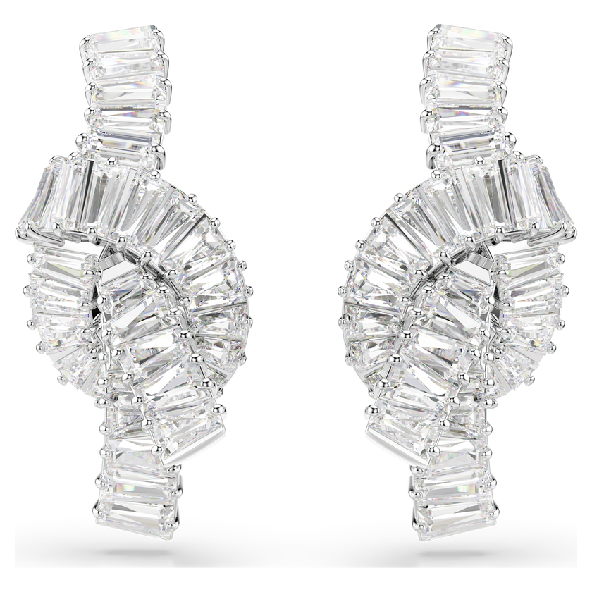 swarovski matrix earrings  baguette cut  knot  white  rhodium plated