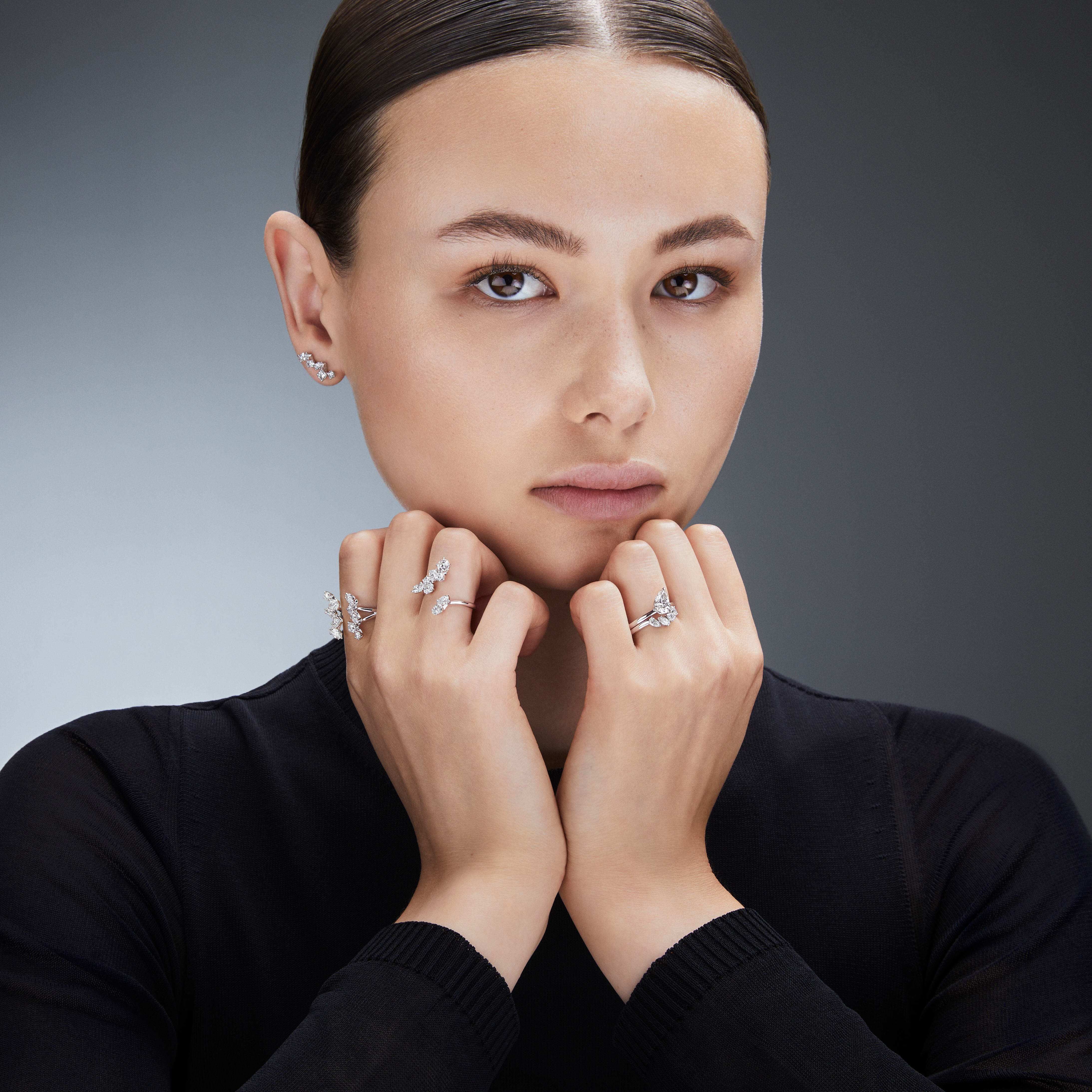 swarovski galaxy ring  laboratory grown diamonds 1 4 ct tw  18k white gold