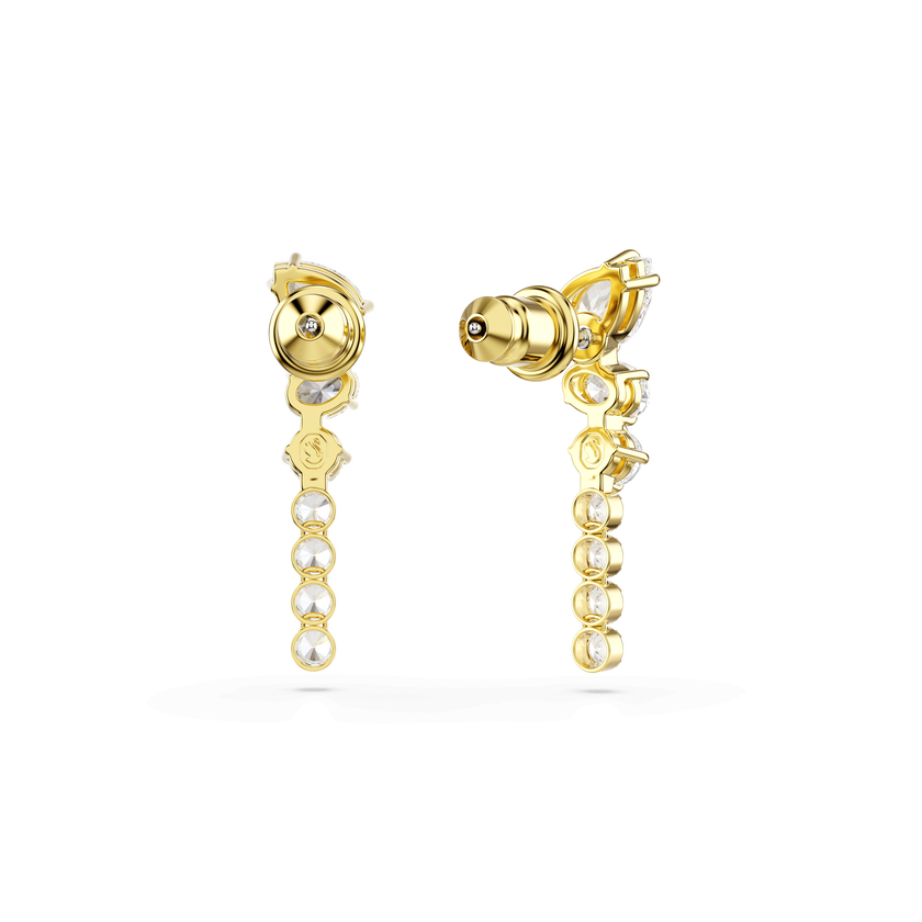 swarovski mesmera drop earrings  mixed cuts  white  18k gold finish