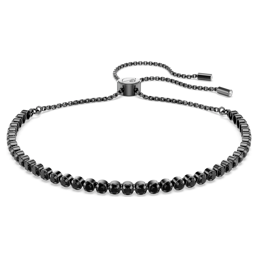 swarovski matrix tennis bracelet  mixed round cuts  black  ruthenium plated