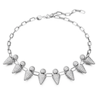 Luna necklace, Moon, White, Rhodium plated