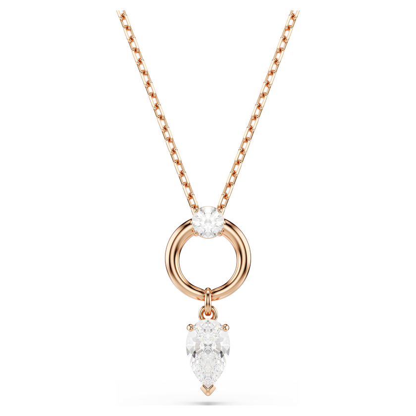 swarovski mesmera set  pear cut  round cut  white  rose gold tone plated