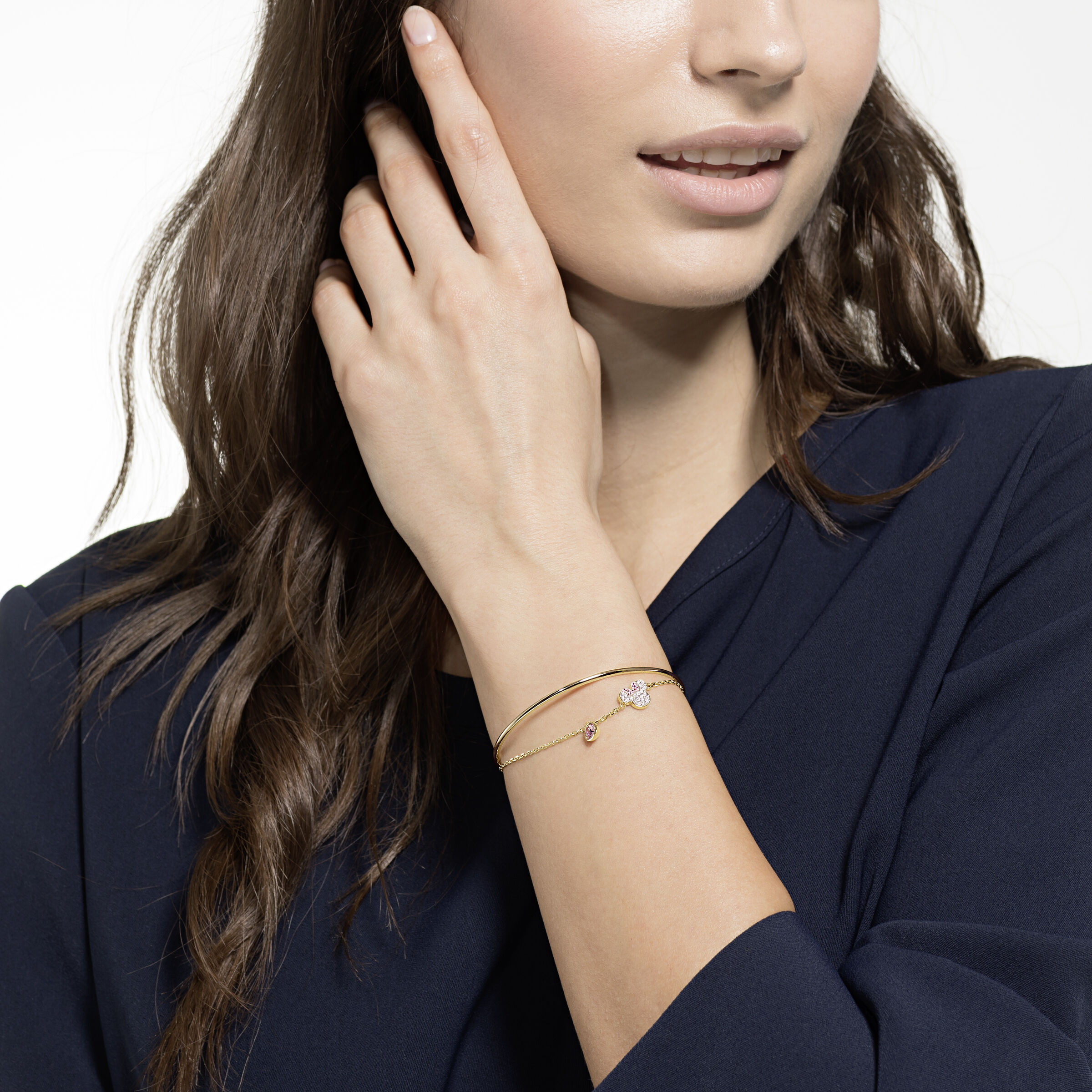 Mickey Minnie Bangle White Gold tone plated