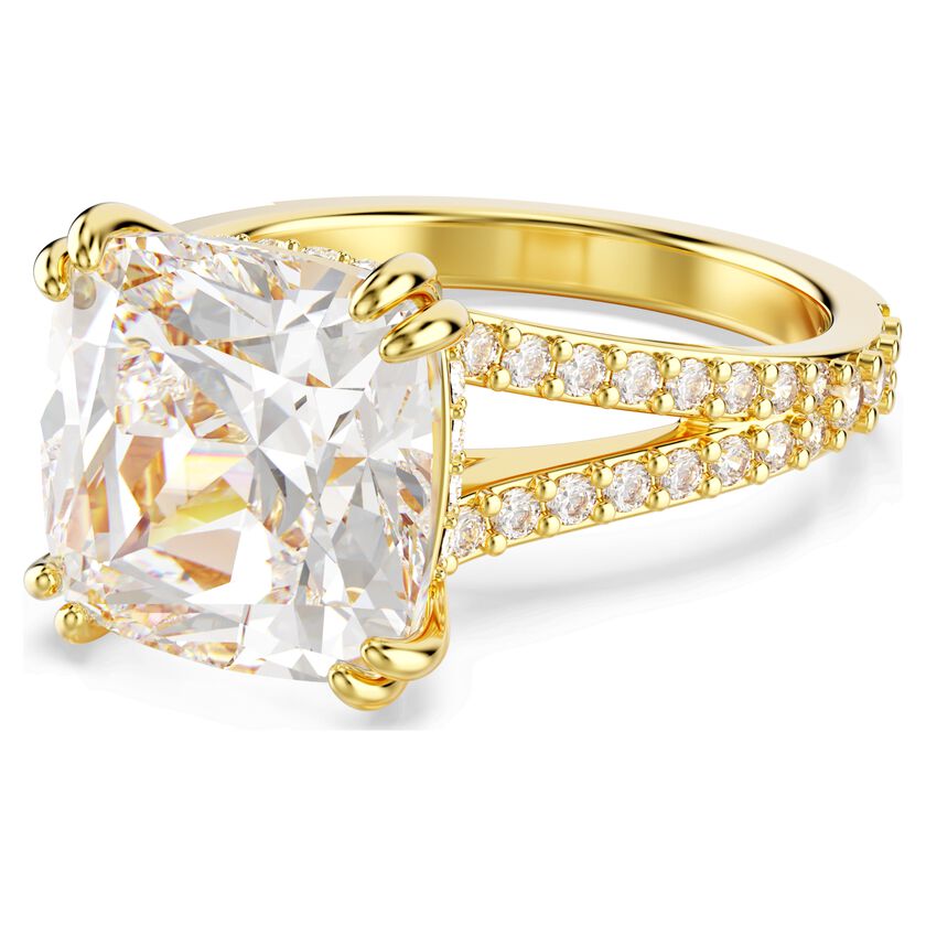 Swanoski Rings Buy Swarovski Stilla cocktail ring, Square cut, White, Gold-tone plated