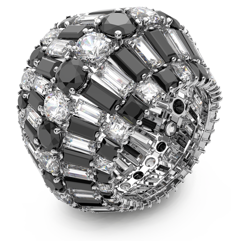 Buy Swarovski Hyperbola ring, Swarovski zirconia, Black, Rhodium plated