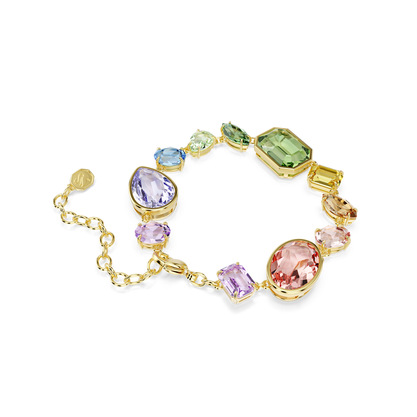 swarovski gema bracelet  mixed cuts  multicolored  gold tone plated