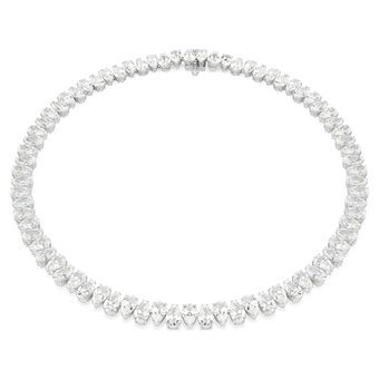 swarovski matrix necklace  pear cut  white  rhodium plated
