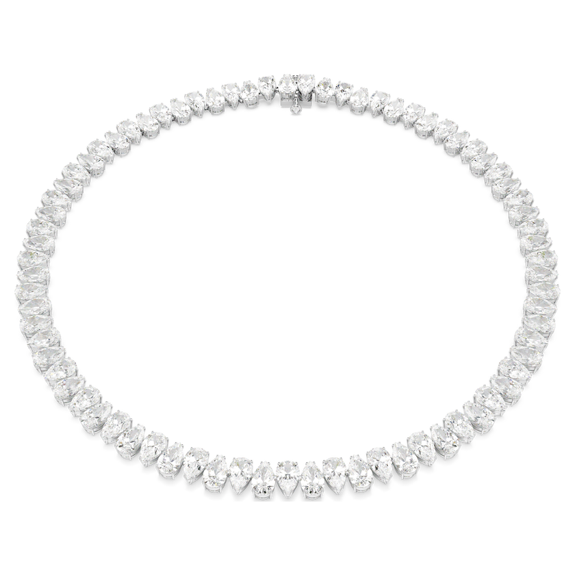 swarovski matrix necklace  pear cut  white  rhodium plated