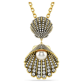 swarovski idyllia necklace  mixed cuts  shell  white  gold tone plated