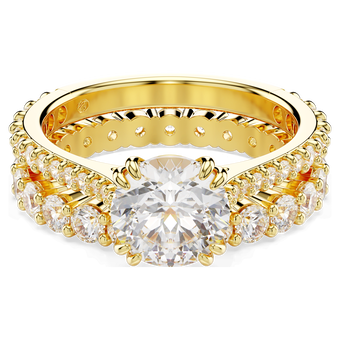 swarovski stilla ring set 2 round cut white gold tone plated