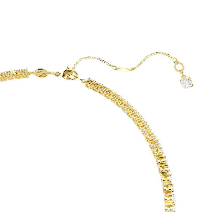 swarovski matrix y necklace  round cut  white  18k gold finish