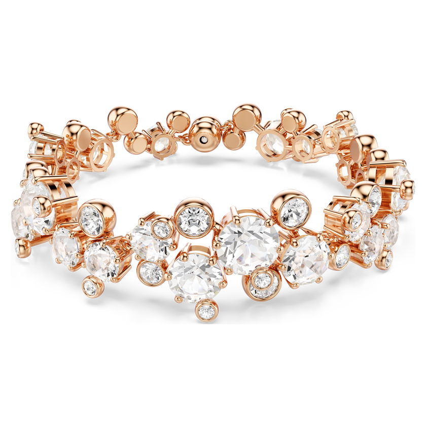 swarovski constella bracelet  round cut  white  18k rose gold finish