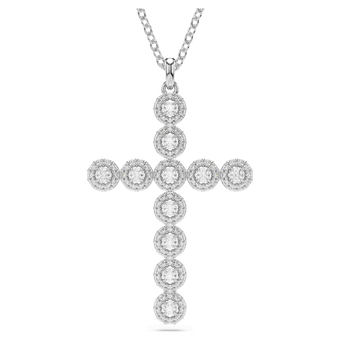 swarovski insigne pendant  mixed cuts  cross  white  rhodium plated