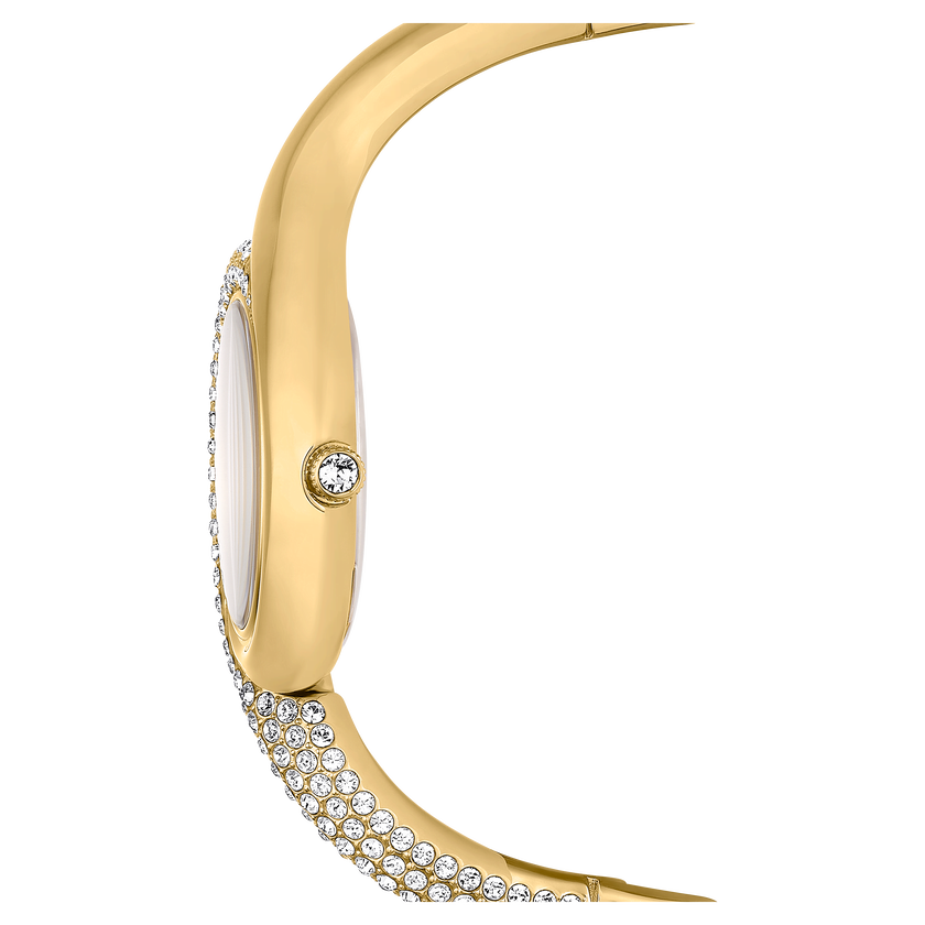 swarovski dextera asymmetric watch  swiss made  metal bracelet  gold tone  gold tone finish