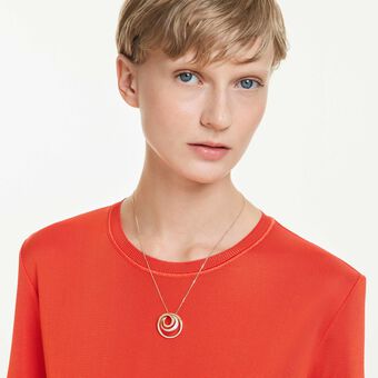 swarovski hyperbola necklace  round cut  white  gold tone plated