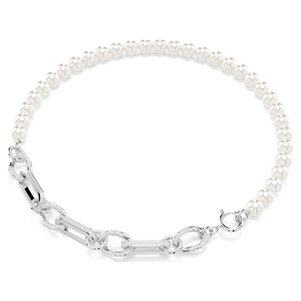 swarovski dextera necklace crystal pearl mixed links white rhodium plated