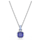 Birthstone pendant, Square cut, September, Blue, Rhodium plated