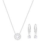 Sparkling Dance Round Set, Small, White, Rhodium Plating