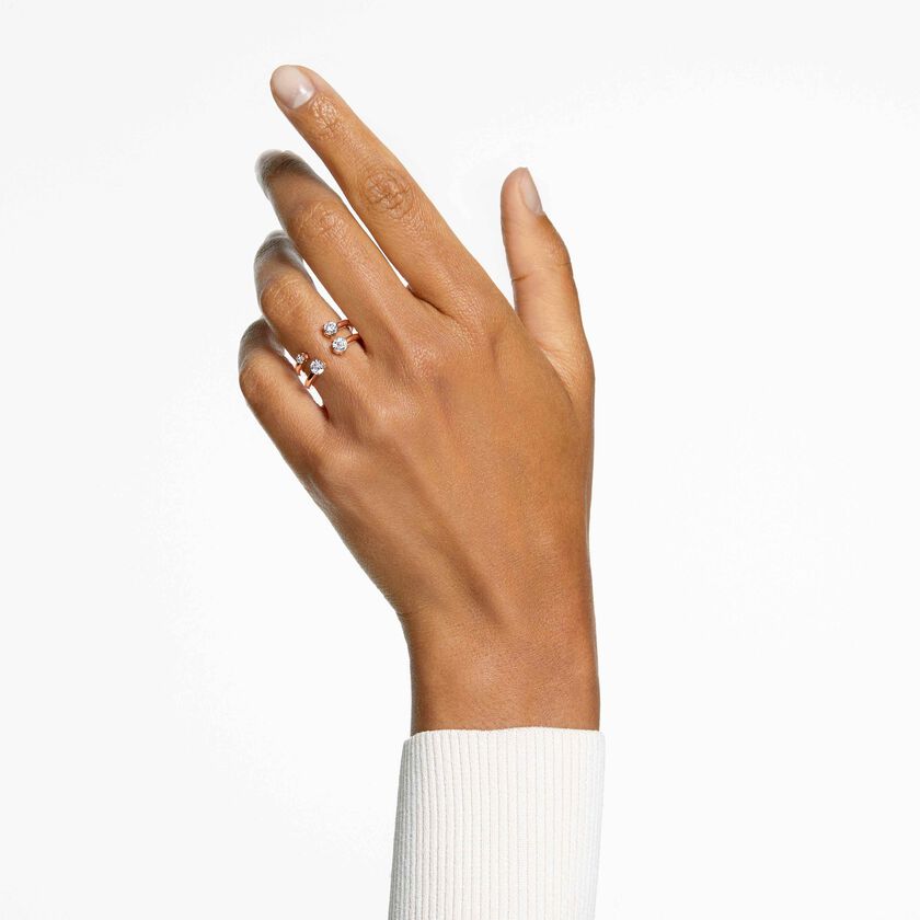 swarovski constella ring  set  2   round cut  white  rose gold tone plated