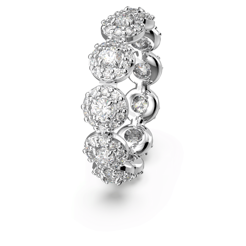 swarovski una ring  round cut  pav   white  rhodium plated