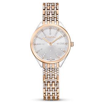 swarovski attract watch swiss made pav crystal bracelet rose gold tone mixed metal finish