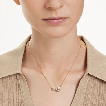 swarovski hyperbola necklace  heart cut  pav   infinity  white  18k gold finish