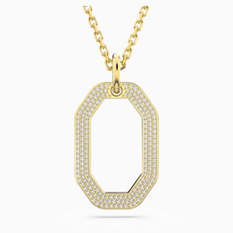Dextera pendant, Octagon shape, Pavé, White, Gold-tone plated