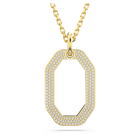 Dextera pendant, Octagon shape, Pavé, White, Gold-tone plated