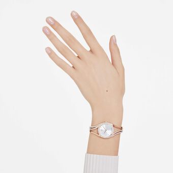 swarovski hyperbola bangle watch  swiss made  metal bracelet  rose gold tone  rose gold tone finish