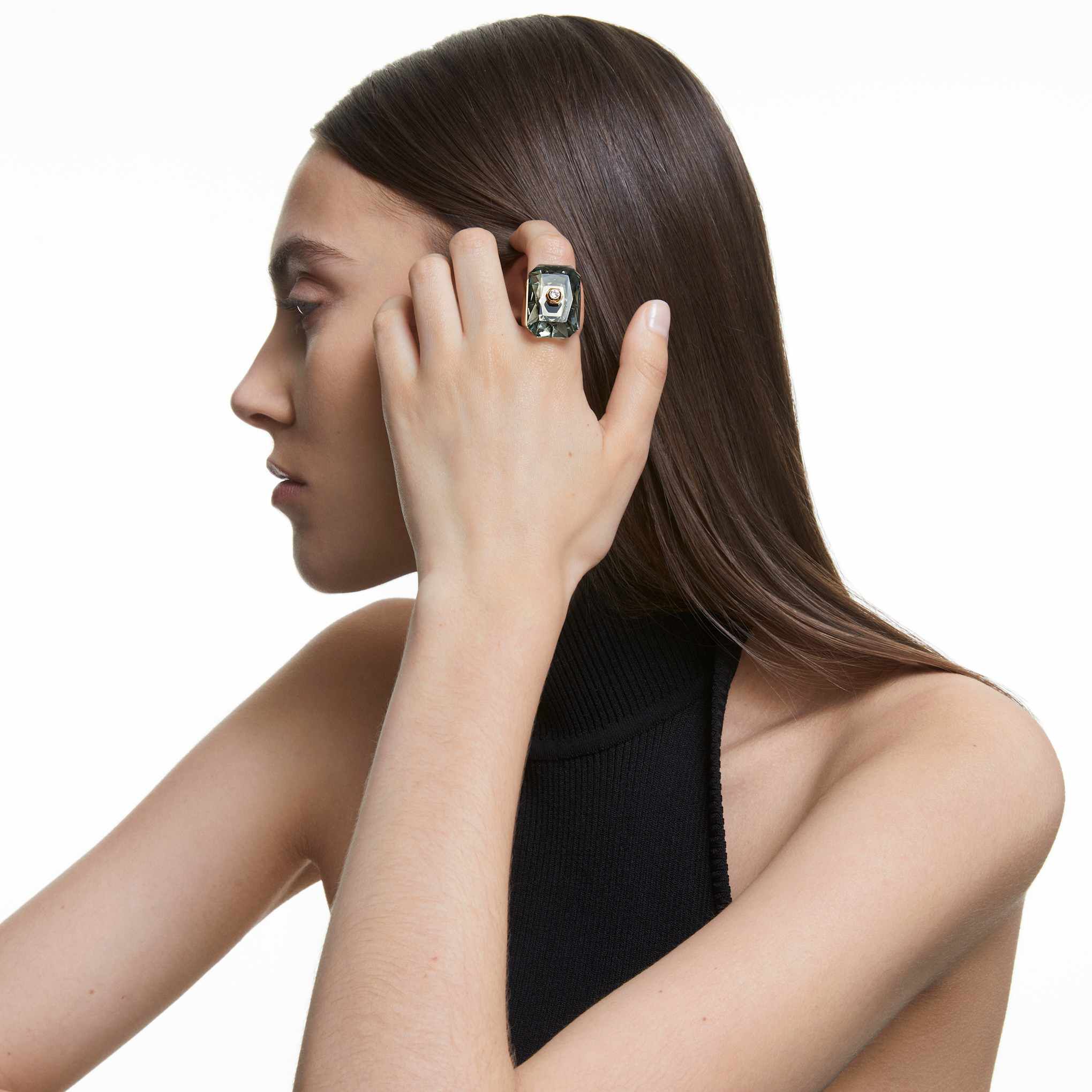 swarovski numina ring  gray  gold tone plated