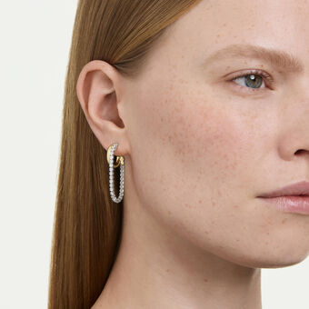 swarovski hyperbola earrings  round cut  white  mixed metal finish