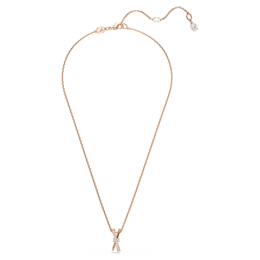 swarovski hyperbola pendant  mixed cuts  twist  white  18k rose gold finish