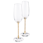 swarovski crystalline toasting flutes gold tone set of 2