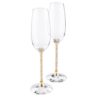 swarovski crystalline toasting flutes gold tone set of 2