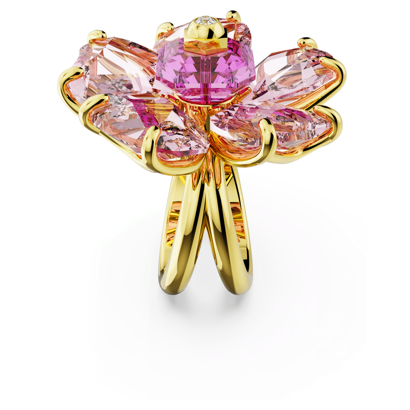 swarovski idyllia cocktail ring  flower  pink  gold tone plated