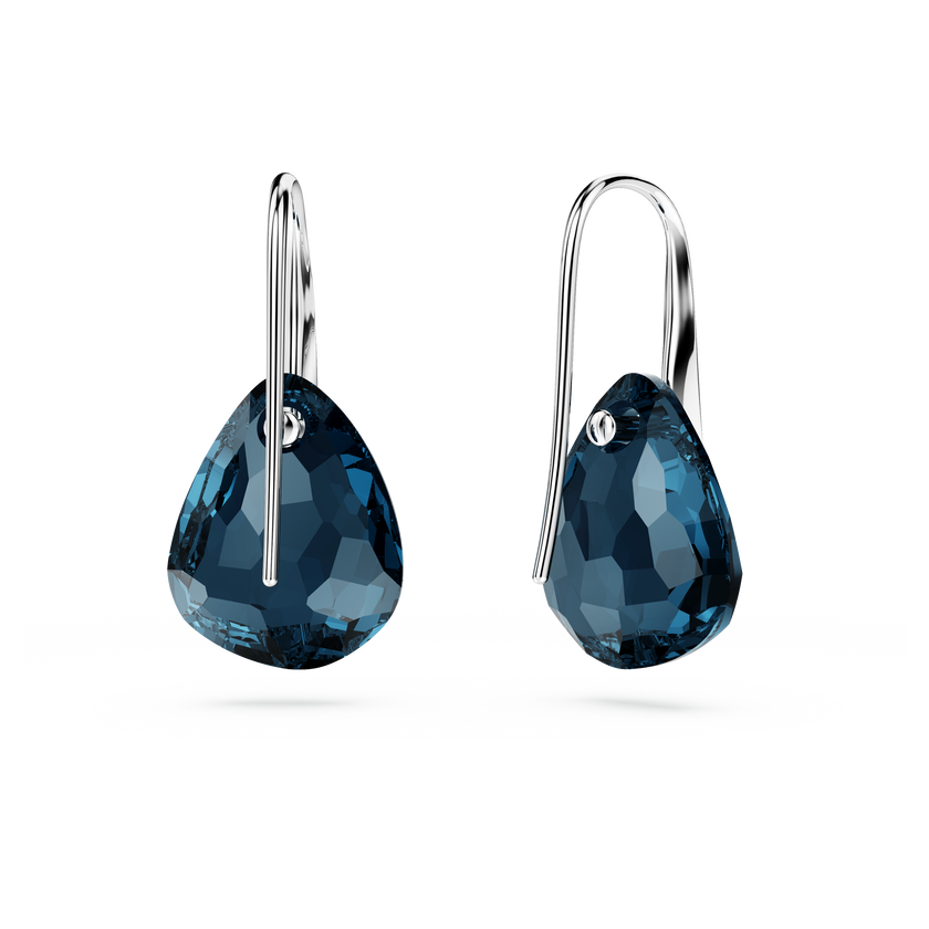 swarovski galet drop earrings  dark blue  rhodium plated
