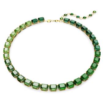 swarovski millenia necklace octagon cut color gradient green gold tone plated