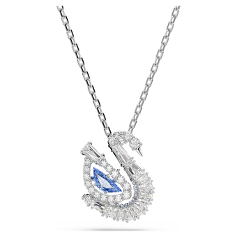 swarovski swan pendant  mixed cuts  swan  blue