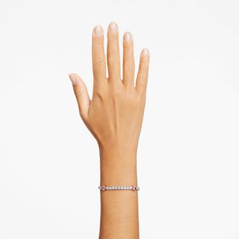 swarovski matrix tennis bracelet  mixed cuts  pink  rhodium plated