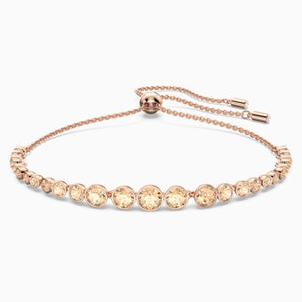 Emily bracelet, Mixed round cuts, Pink, Rose gold-tone plated