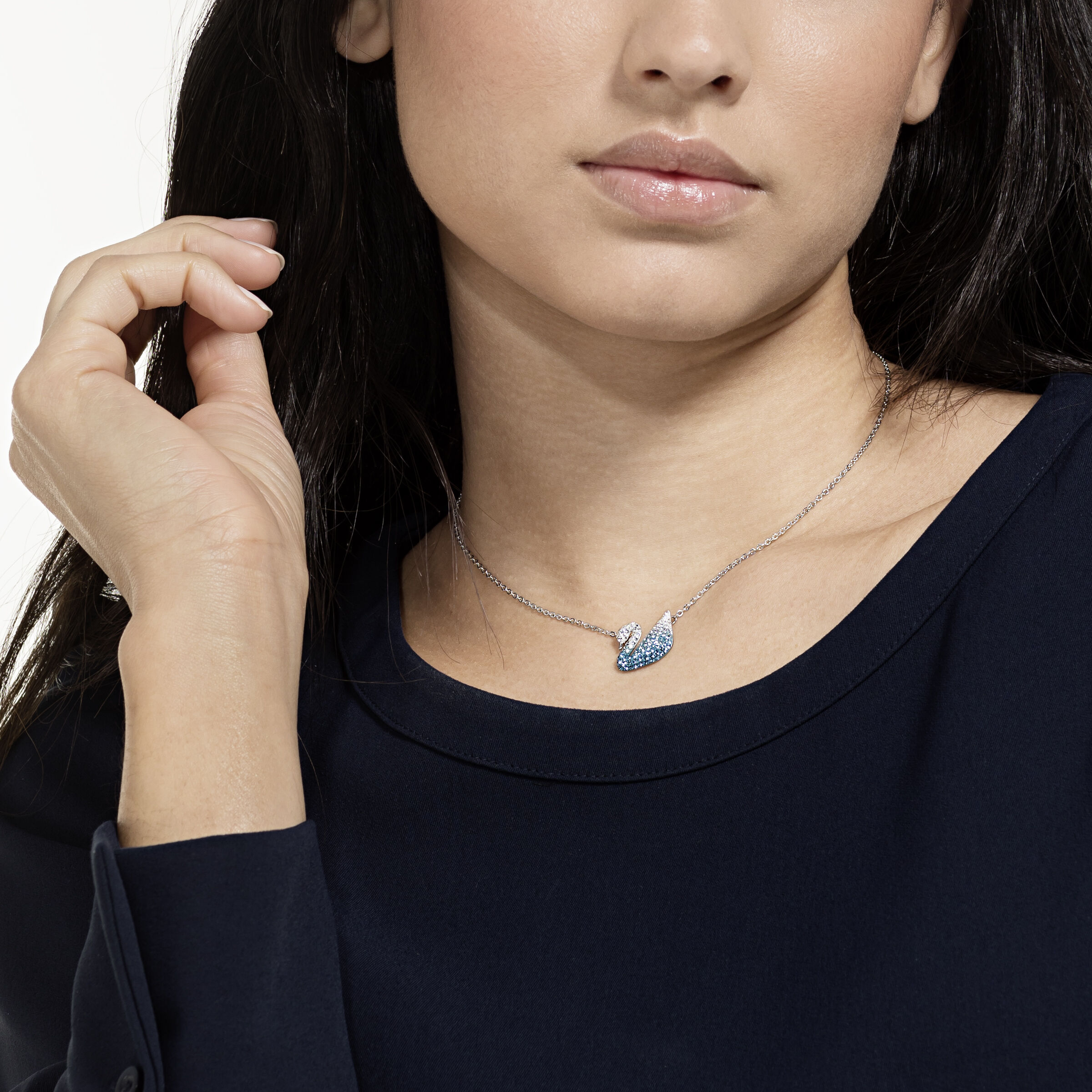 Buy Swarovski Iconic Swan Pendant Multi colored Rhodium plated