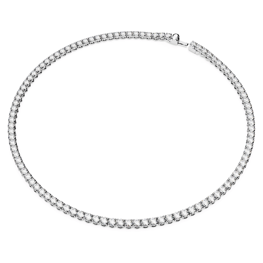 swarovski matrix tennis necklace  round cut  white  rhodium plated