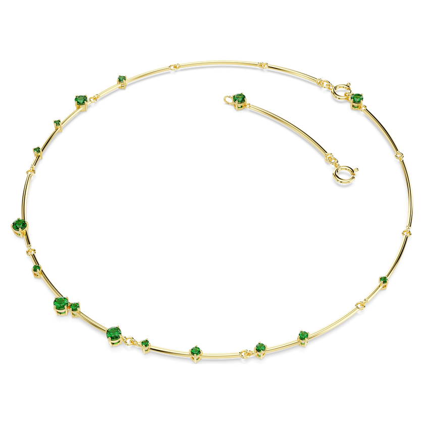swarovski constella necklace  mixed round cuts  green  gold tone plated