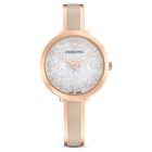 Crystalline Delight watch, Metal bracelet, Gray, Rose gold-tone finish