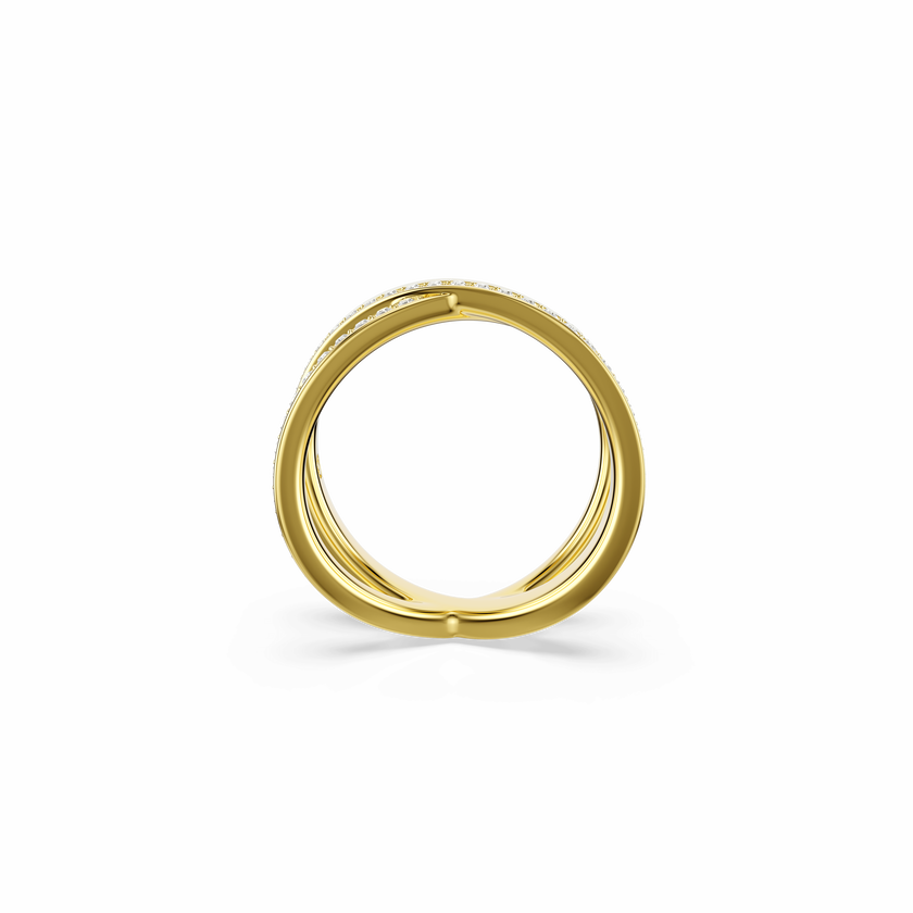 swarovski delta band ring  round cut  white  18k gold finish