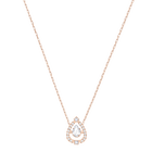 Sparkling Dance Flower Necklace, White, Rose Gold Plating