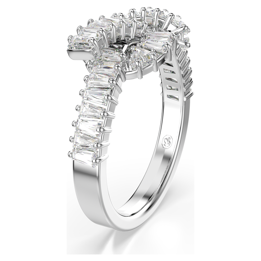 swarovski matrix ring  baguette cut  knot  white  rhodium plated