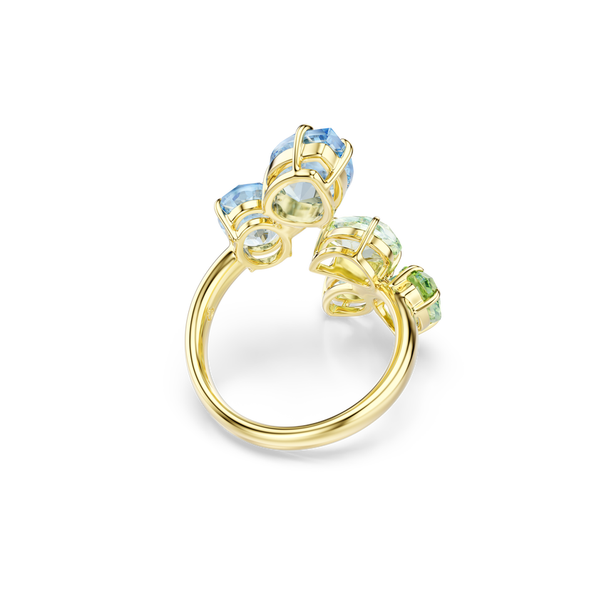 swarovski gema open ring  mixed cuts  multicolored  gold tone plated